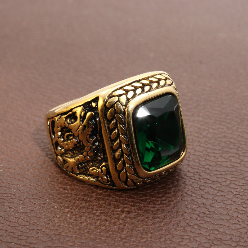 Planderful Dragon Gem Ring Unisex Stainless Steel Punk Rock Statement Jewelry Size 7 To 11