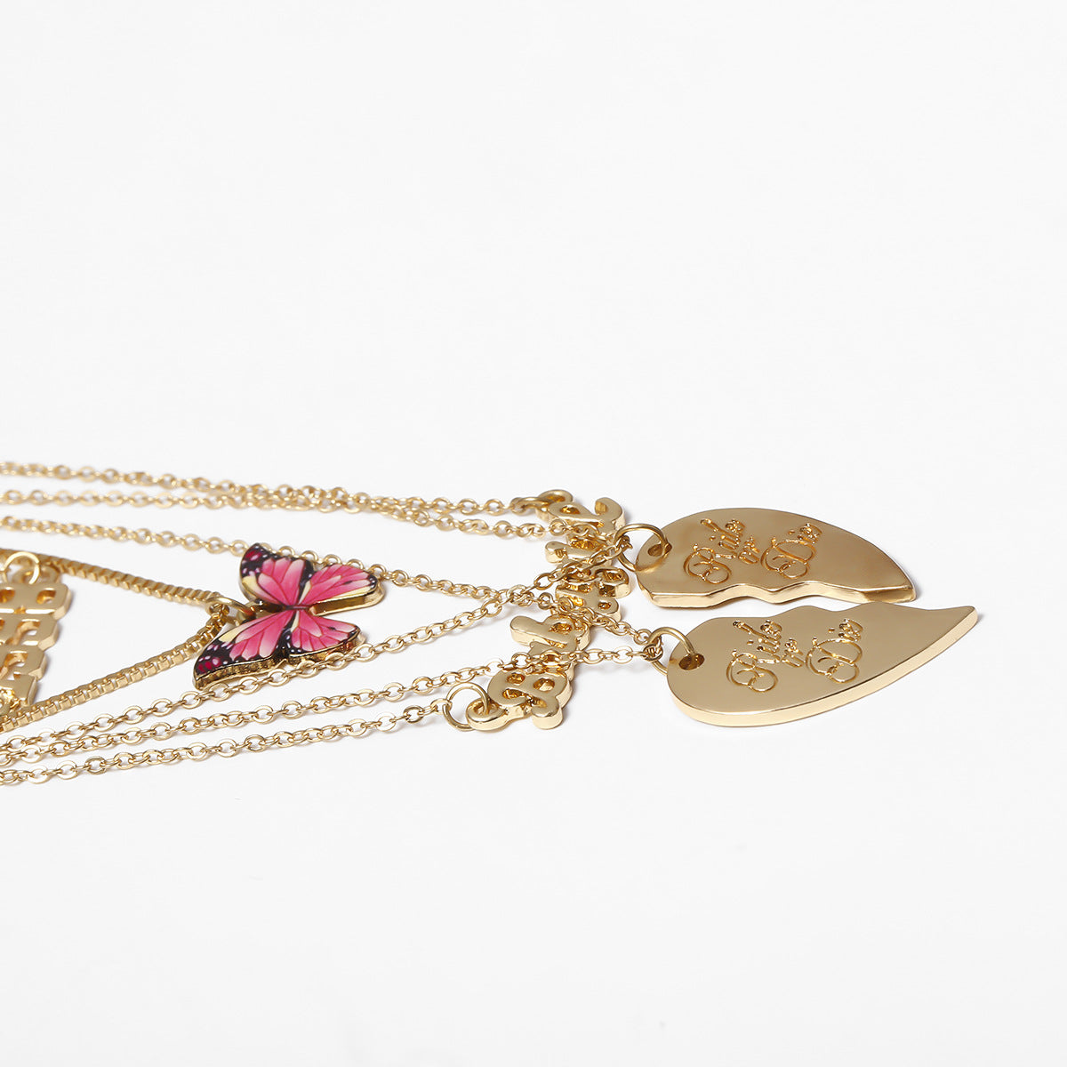 Planderful Personalized Letter Necklace For Women Vienna Verve Heart Pink Butterfly Alloy