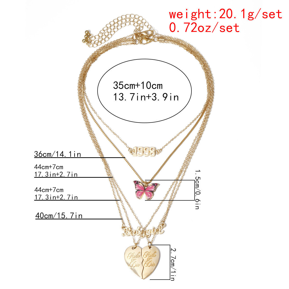 Planderful Personalized Letter Necklace For Women Vienna Verve Heart Pink Butterfly Alloy