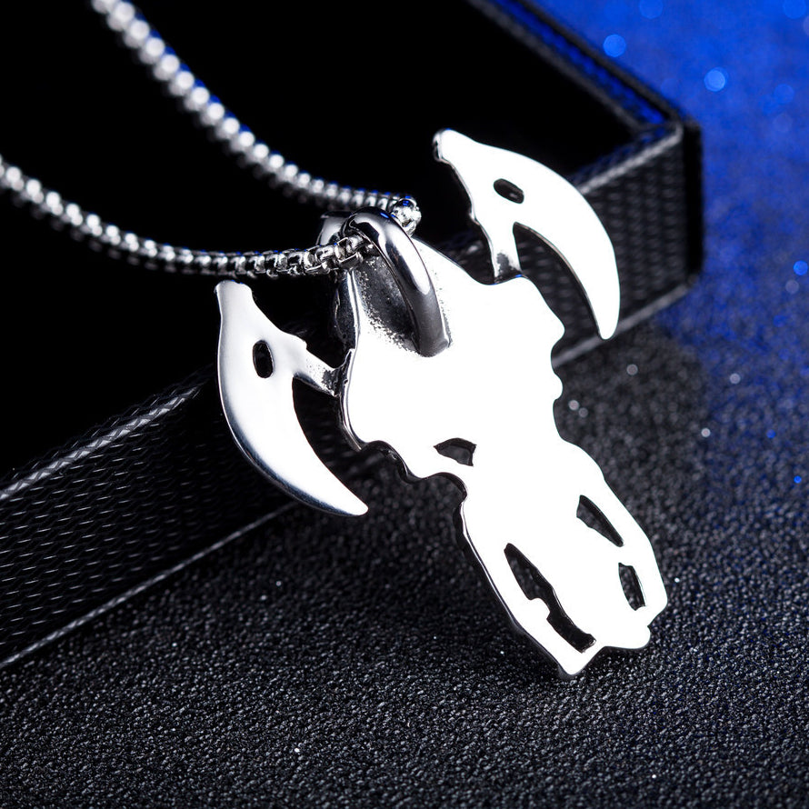Halloween Sickle Skull Titanium Steel Necklace for Men