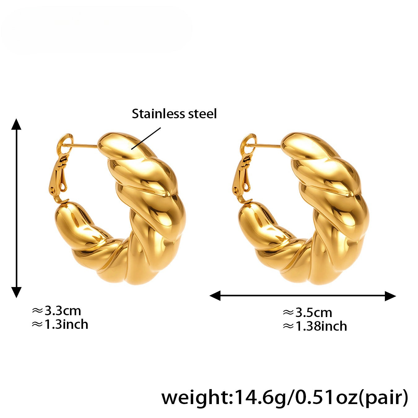 Planderful Hollow Twisted Earrings 18K Gold For Commuting