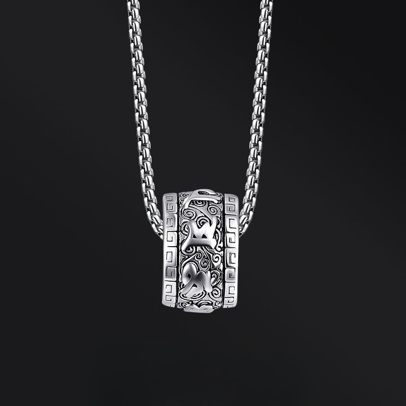 Planderful Jewelry Everyday Genie Stainless Steel Necklace Mens With Mantra Beads Pendant