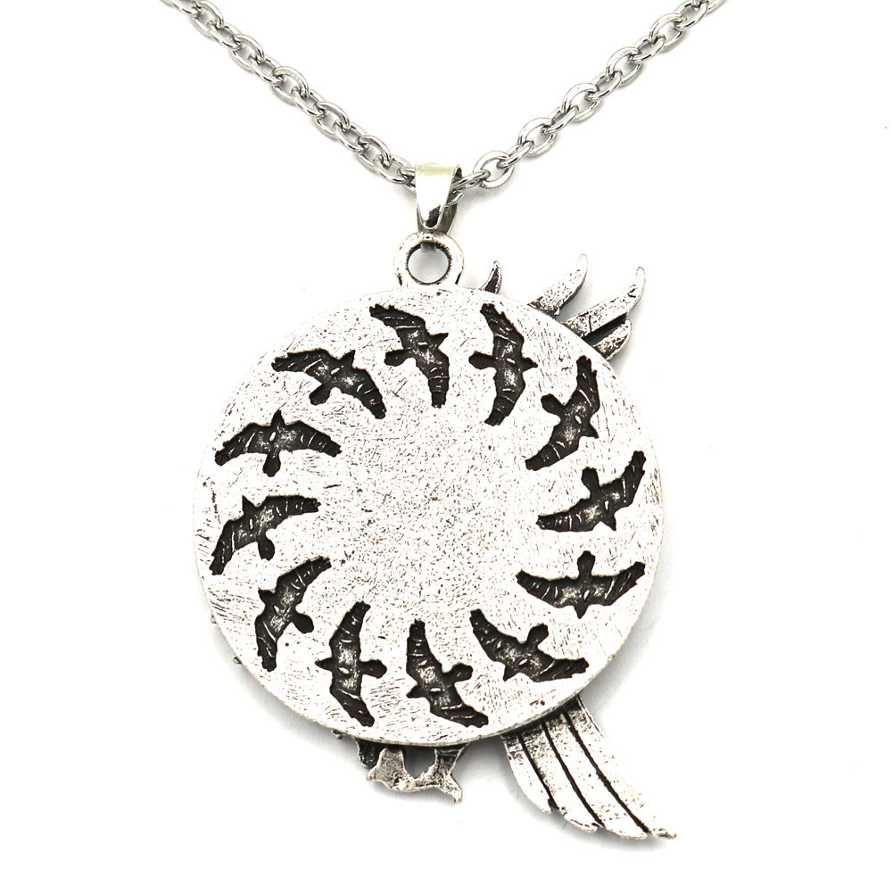 Norse Legacy Viking Rune Crow Necklace with Titanium Steel Chain