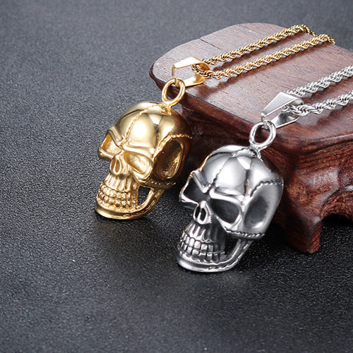 Titanium Steel Skull Pendant for Men - Retro Punk Religious Totem Jewelry in Stainless Steel