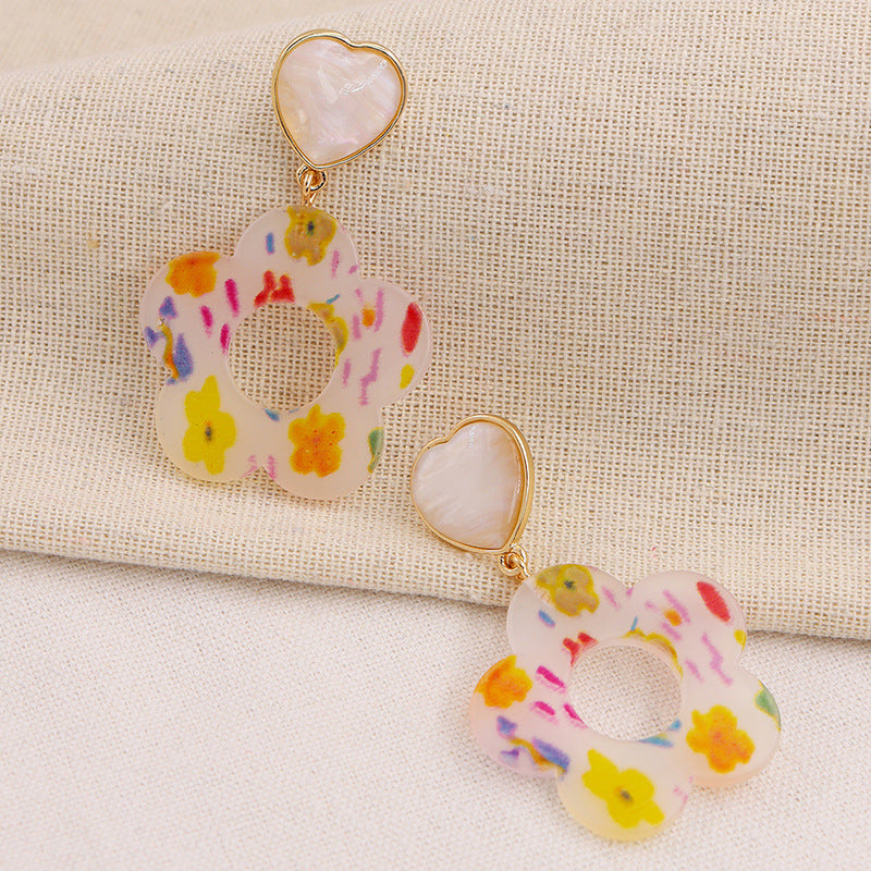Exaggerated Colorful Pattern Pendant Earrings - Stylish European Jewelry