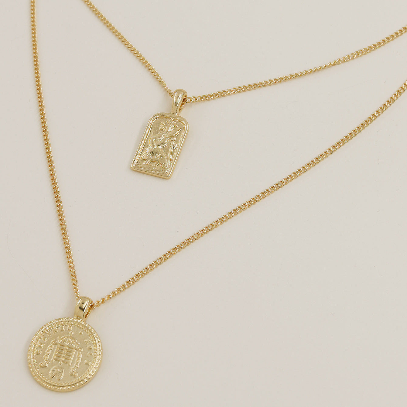 Elegant Gold Coin Pendant Necklace with Geometric Circle Design