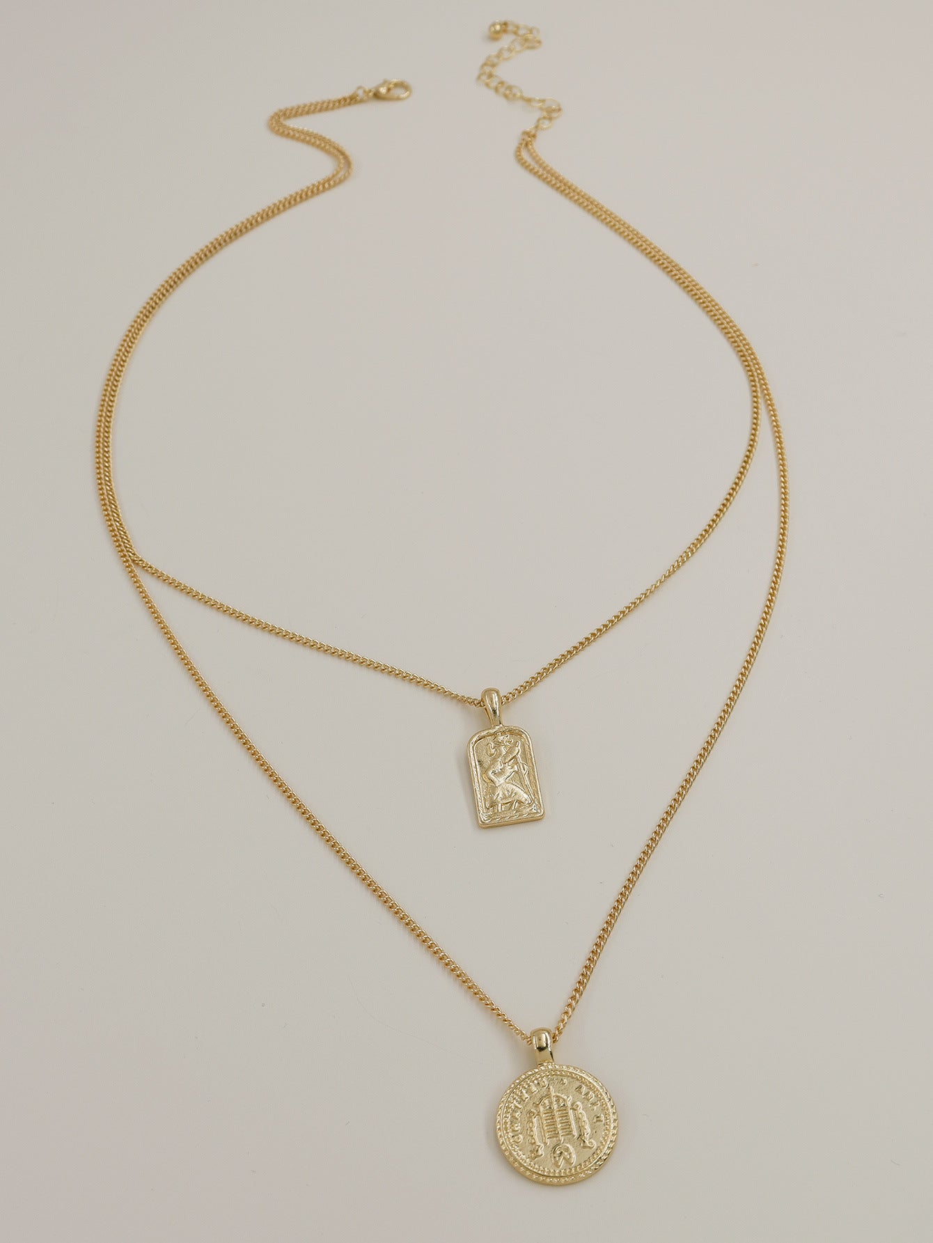 Elegant Gold Coin Pendant Necklace with Geometric Circle Design