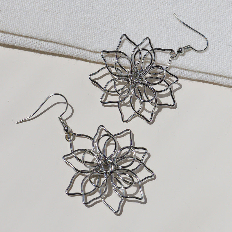 Metal Woven Flower Earrings - Vienna Verve Collection