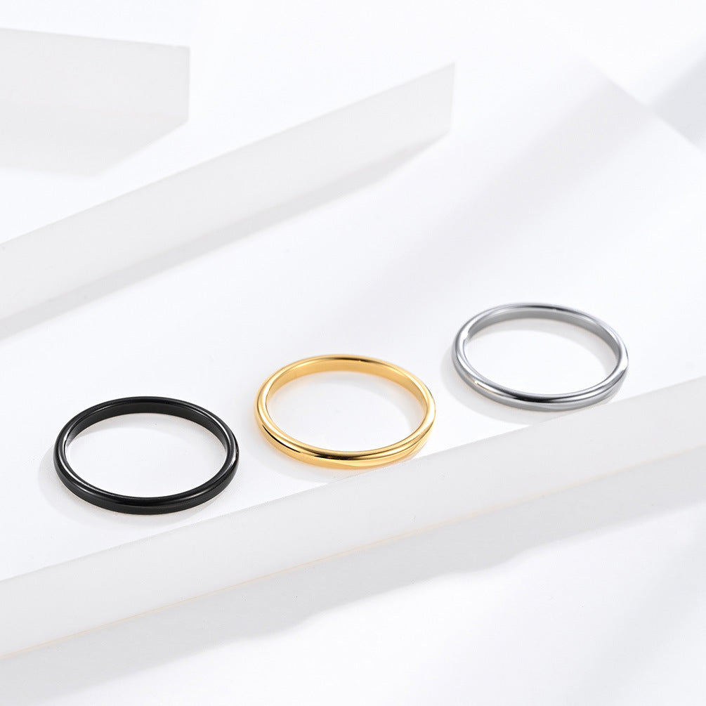 Elegant 2mm Tungsten Steel Couple Ring Set for Men and Women