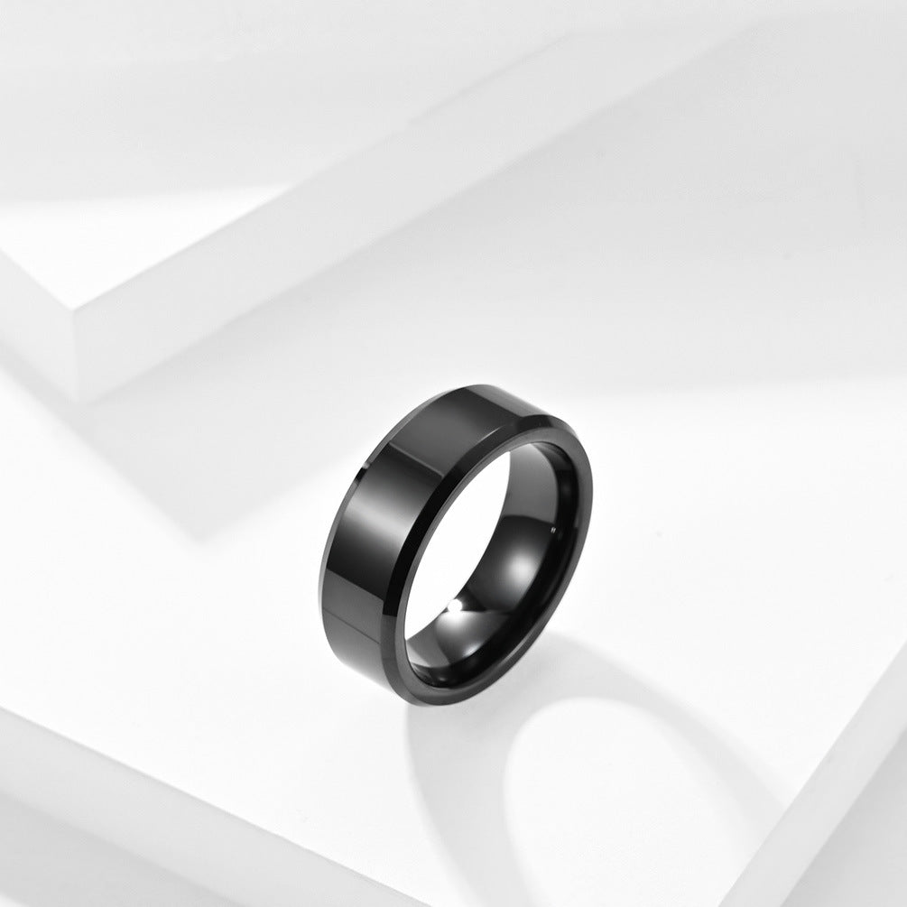 Amazon Mirror Tungsten Steel 8mm Gold Couple Ring Gift