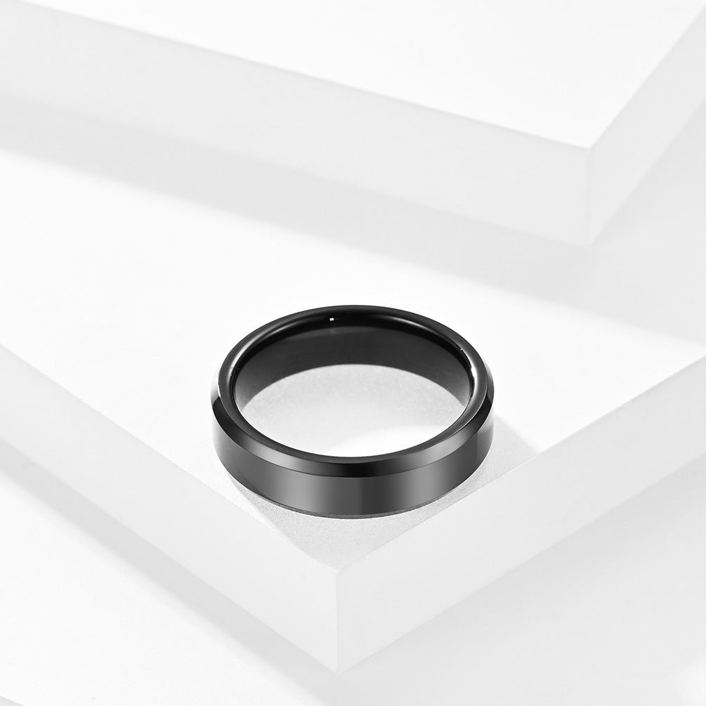 E-commerce Supply 6mm Double Bevel Tungsten Steel Ring for Men