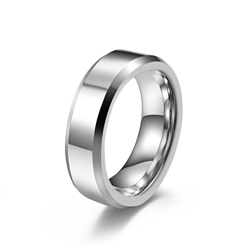 E-commerce Supply 6mm Double Bevel Tungsten Steel Ring for Men