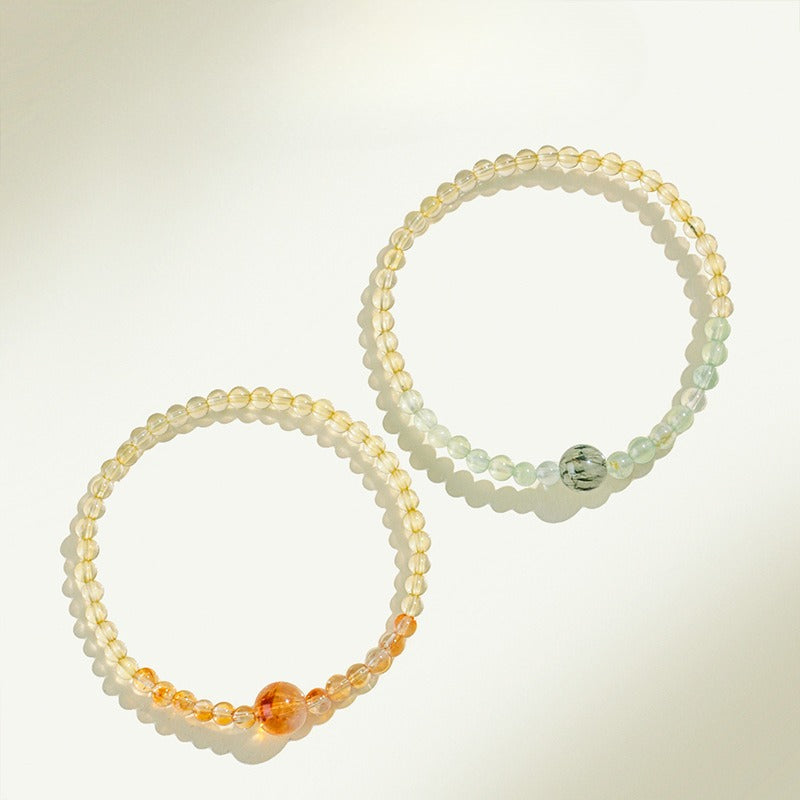 4 mm Citrine & Green Rutilated Quartz Bracelet
