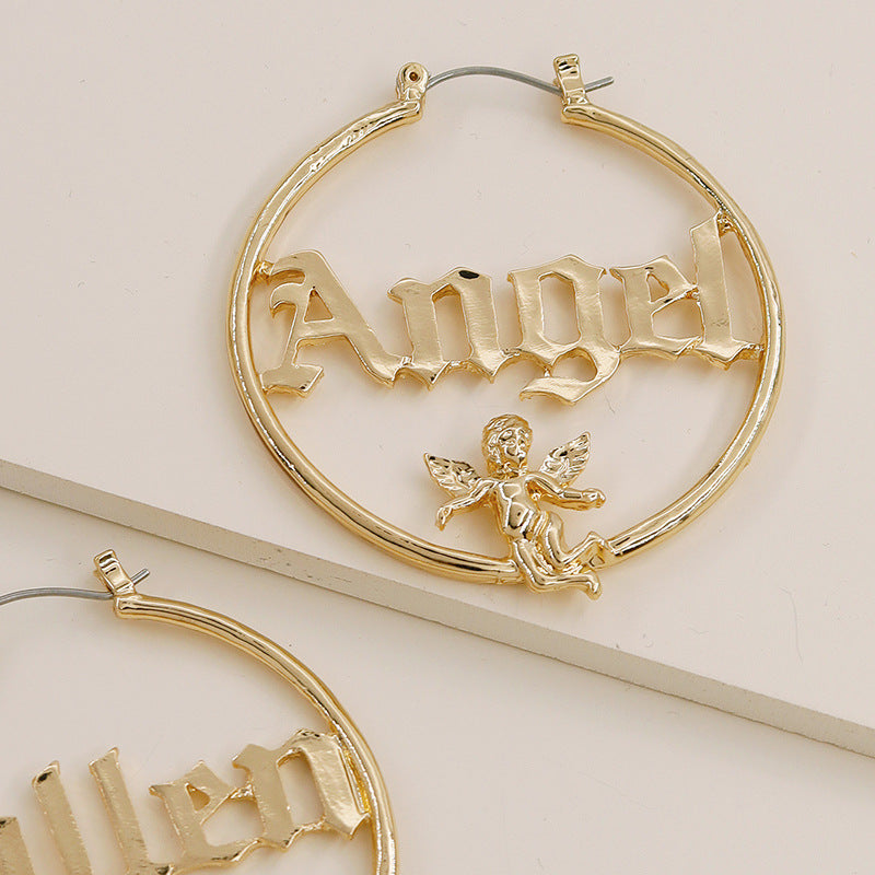 Metallic Angel Wing Cross Earrings - Stylish Jewelry for Trade