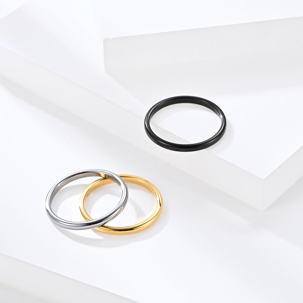 Elegant 2mm Tungsten Steel Couple Ring Set for Men and Women