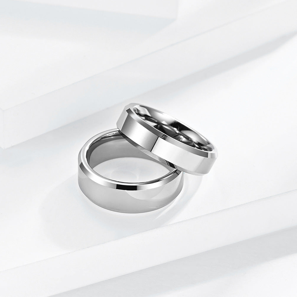 E-commerce Supply 6mm Double Bevel Tungsten Steel Ring for Men