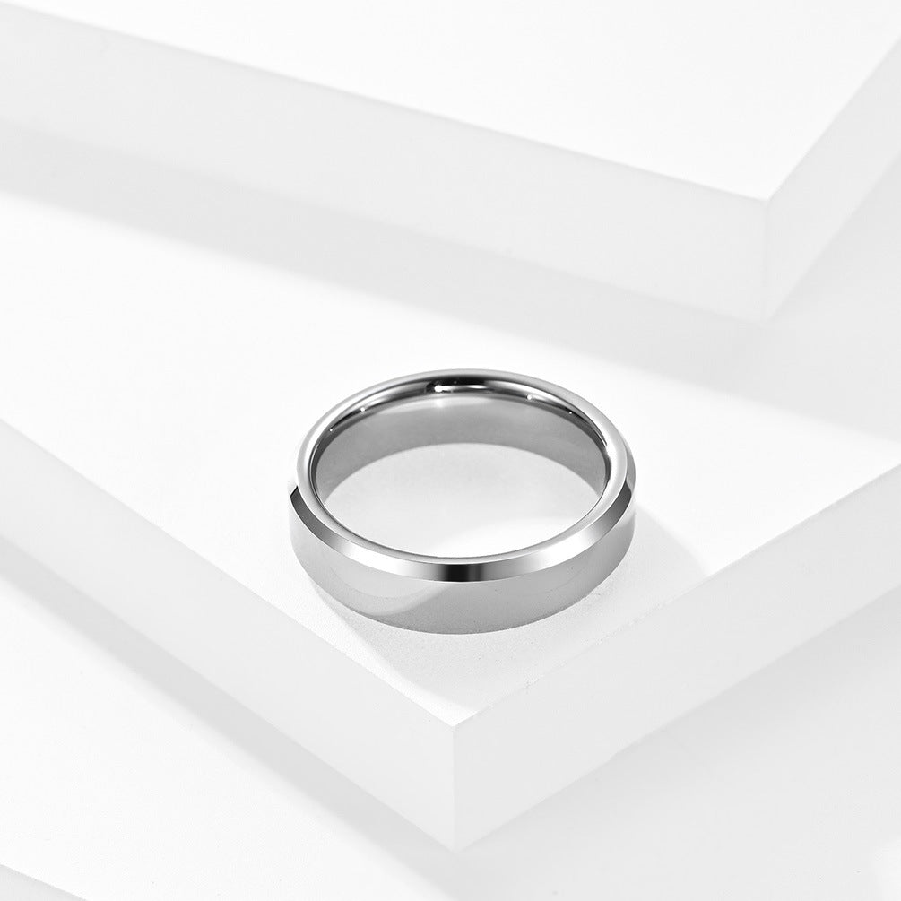 E-commerce Supply 6mm Double Bevel Tungsten Steel Ring for Men