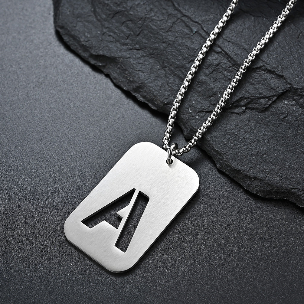 English Alphabet Last Name Pendant Stainless Steel Plate