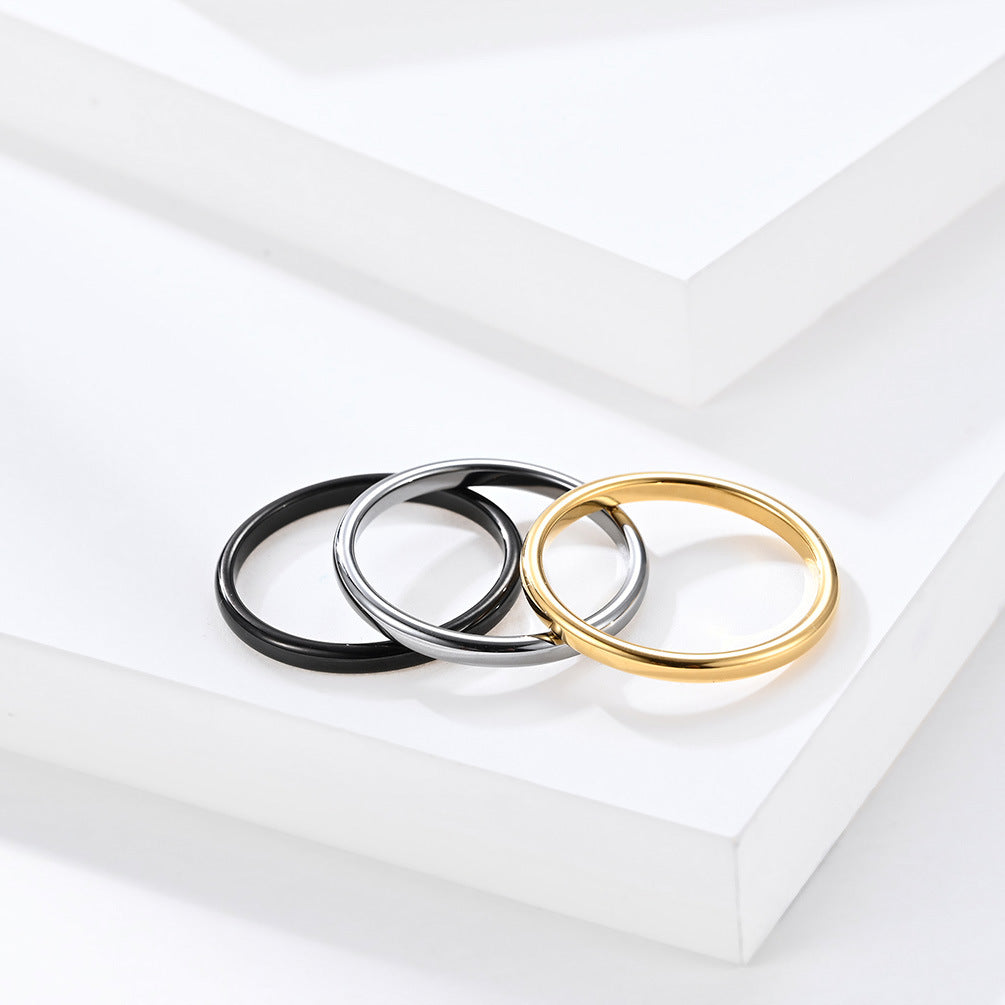 Elegant 2mm Tungsten Steel Couple Ring Set for Men and Women