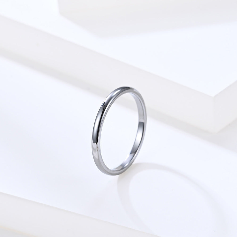 Simple Tungsten Steel Inner And Outer Arc Mirror Bright Tail Ring For Men