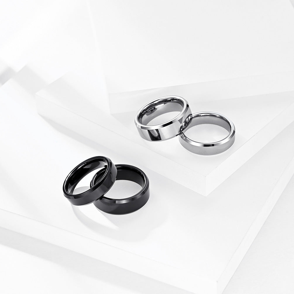 E-commerce Supply 6mm Double Bevel Tungsten Steel Ring for Men