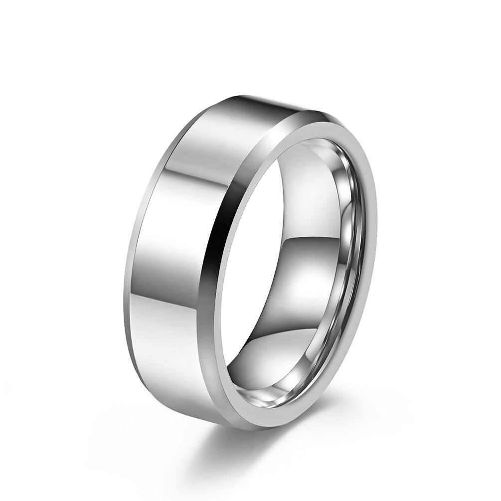 Amazon Mirror Tungsten Steel 8mm Gold Couple Ring Gift