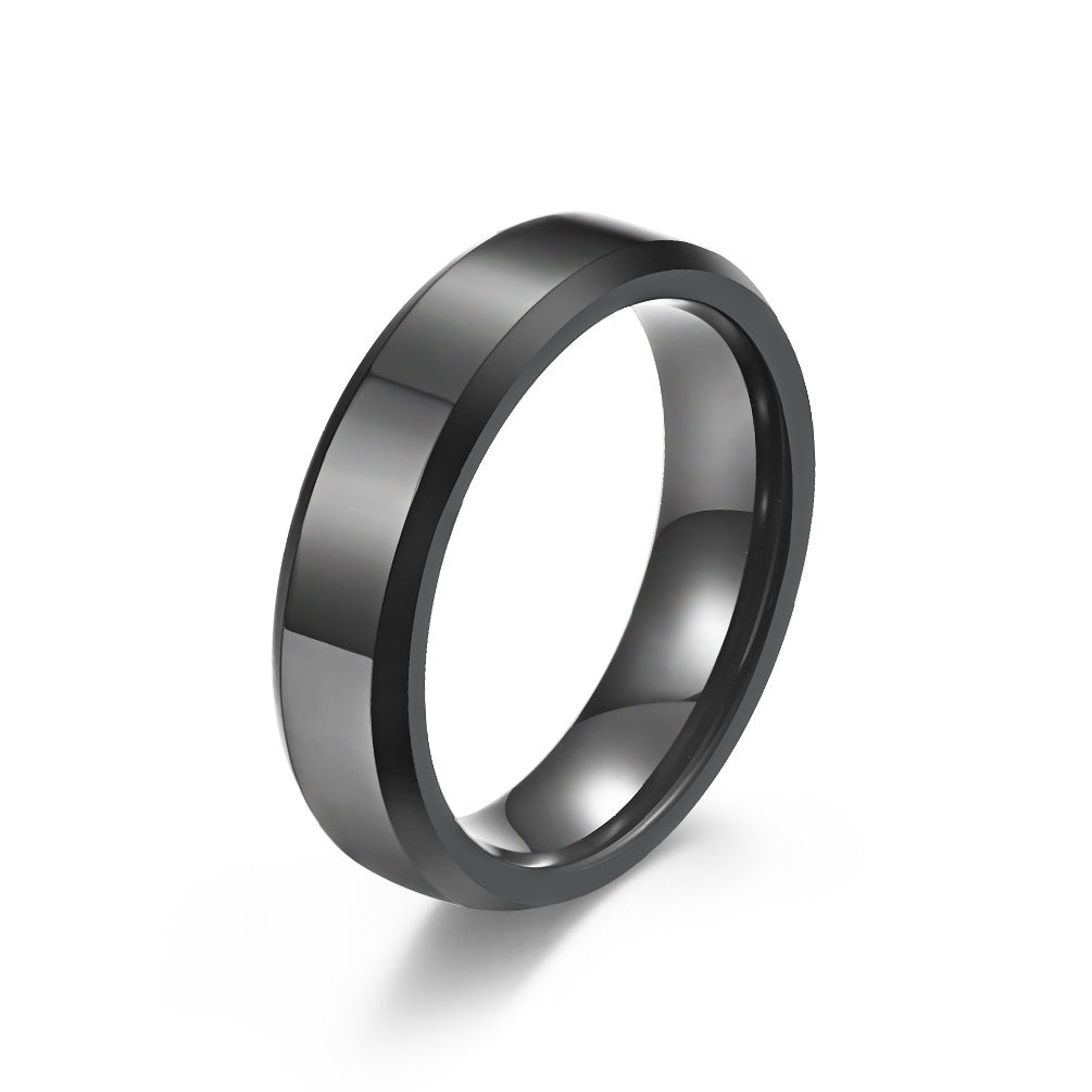 E-commerce Supply 6mm Double Bevel Tungsten Steel Ring for Men