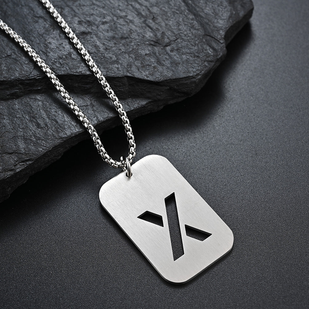 Simple Gender-Neutral Military Brand Necklace for Couples