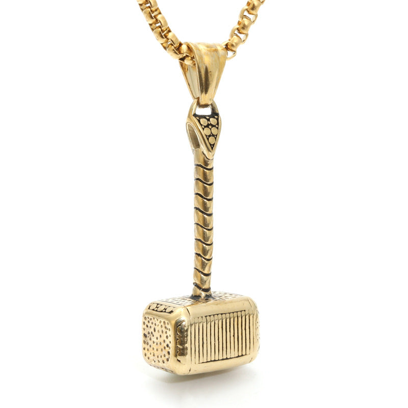 Punk Style Titanium Steel Thor Hammer Pendant for Men - Direct from Manufacturer