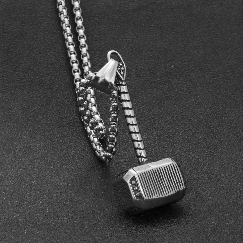 Punk Style Titanium Steel Thor Hammer Pendant for Men - Direct from Manufacturer