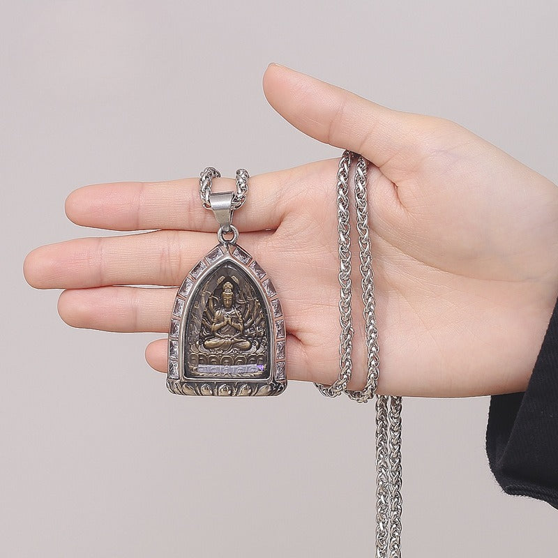 Zircon Necklace – Elegant Eight-Sign Zodiac Buddha Pendant