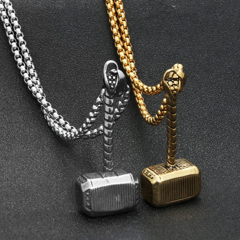Punk Style Titanium Steel Thor Hammer Pendant for Men - Direct from Manufacturer