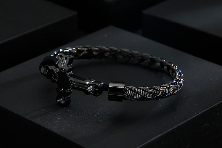 Stainless Steel – Men's Titanium Steel Love Punk Cross Bracelet Bracelet