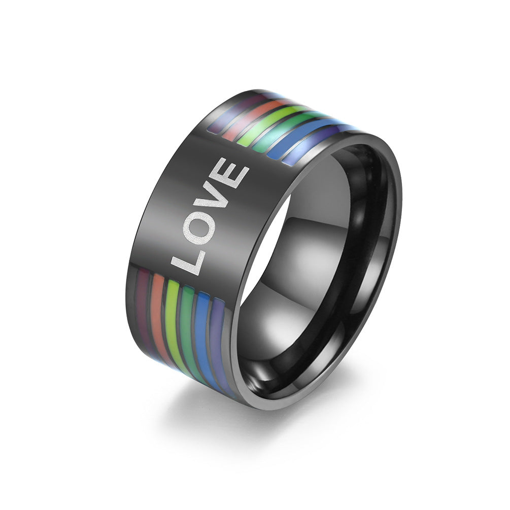 Planderful Rainbow Titanium Steel Ring For Men And Women Unisex Fashion Jewelry Trendsetting Accessory