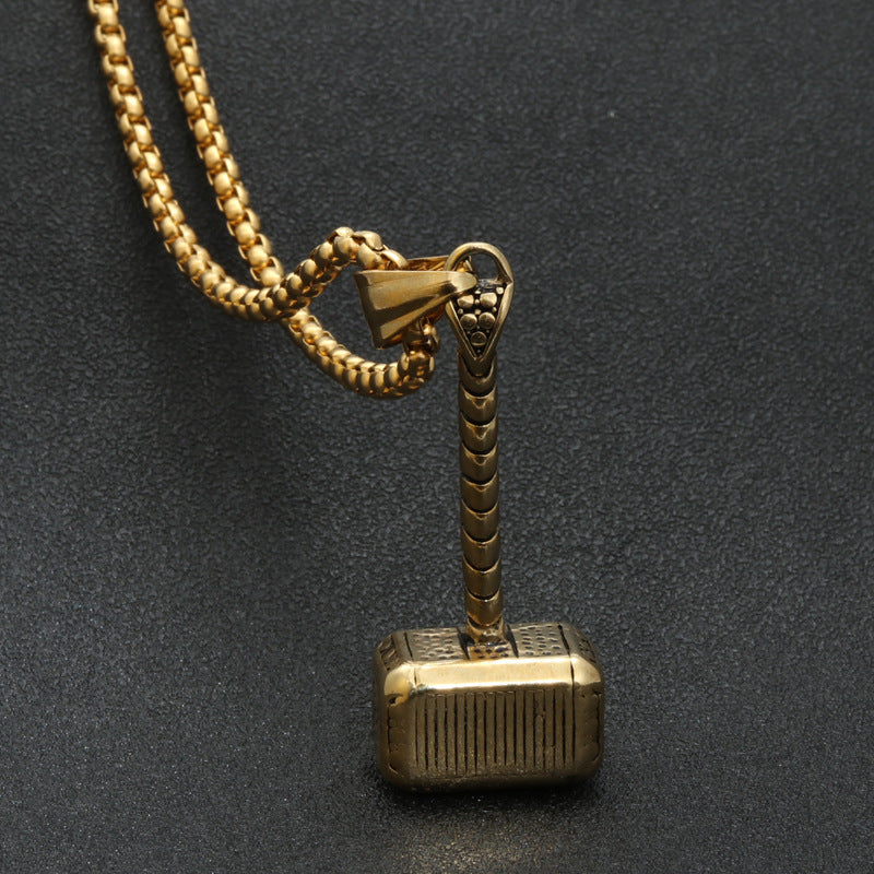 Punk Style Titanium Steel Thor Hammer Pendant for Men - Direct from Manufacturer