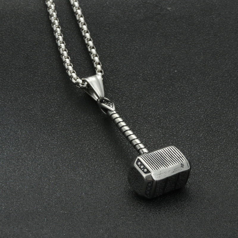 Punk Style Titanium Steel Thor Hammer Pendant for Men - Direct from Manufacturer