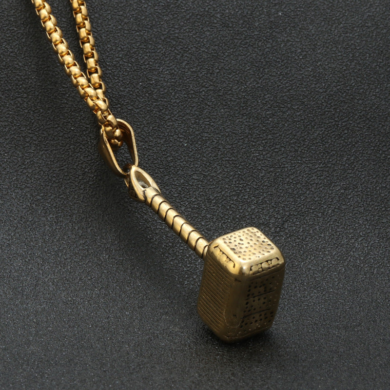 Punk Style Titanium Steel Thor Hammer Pendant for Men - Direct from Manufacturer