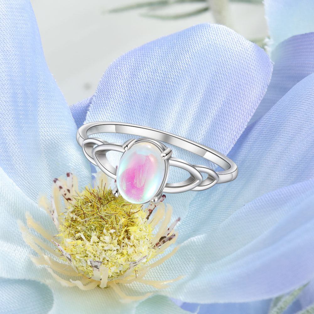 Stylish Oval Moon Stone Sterling Silver Ring