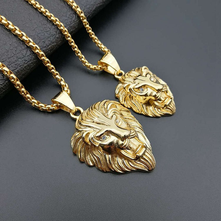 Zircon Necklace - Luxury Hip Hop Lion Head Pendant For Everyday Style And Statement Accessory