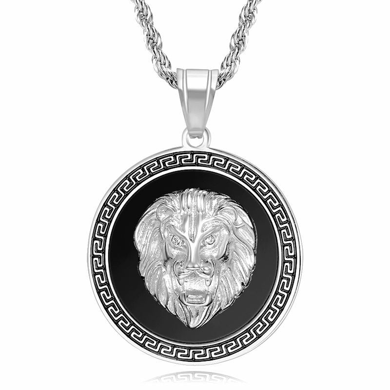 Zircon Necklace – Statement Hip Hop Lion Head Pendant In Gold Plated Steel For Everyday Style