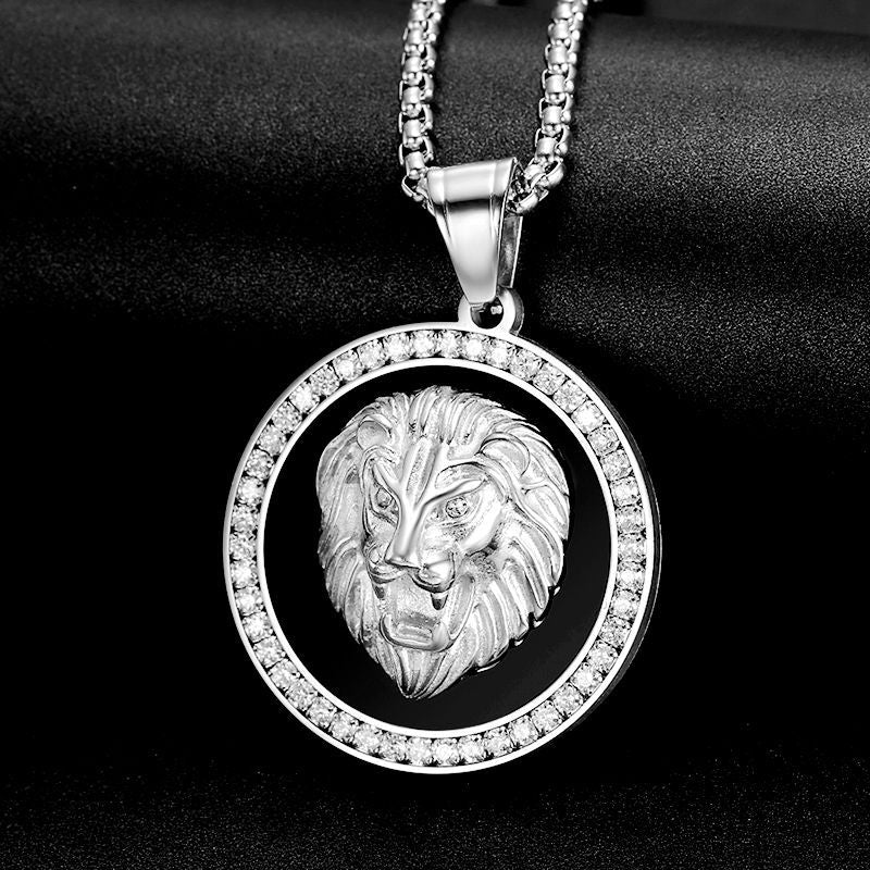 Steel Necklace - Statement Hip Hop Lion Pendant