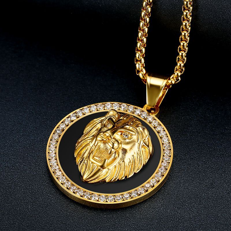 Steel Necklace - Statement Hip Hop Lion Pendant