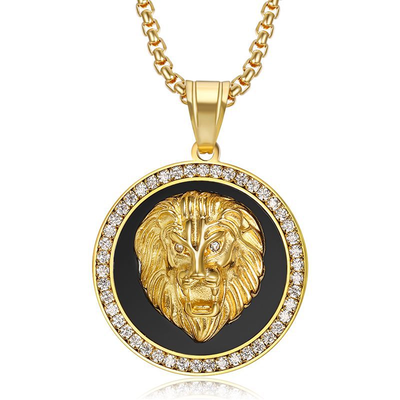 Steel Necklace - Statement Hip Hop Lion Pendant