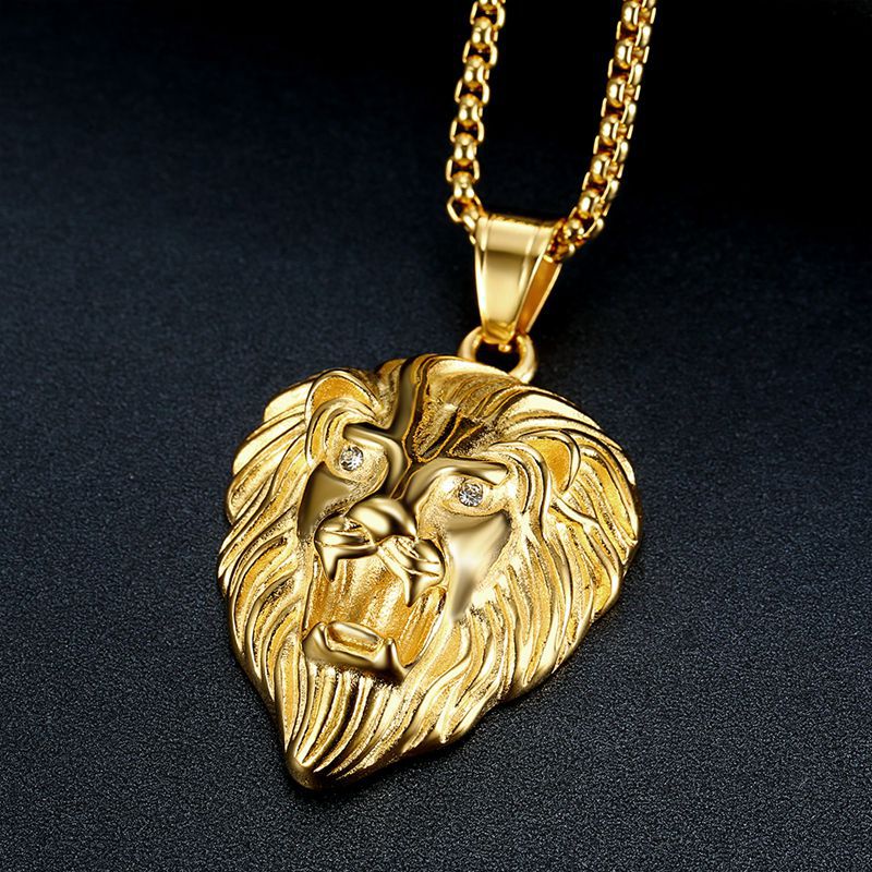 Zircon Necklace - Luxury Hip Hop Lion Head Pendant For Everyday Style And Statement Accessory