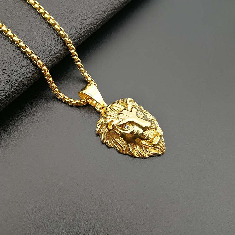 Zircon Necklace - Luxury Hip Hop Lion Head Pendant For Everyday Style And Statement Accessory