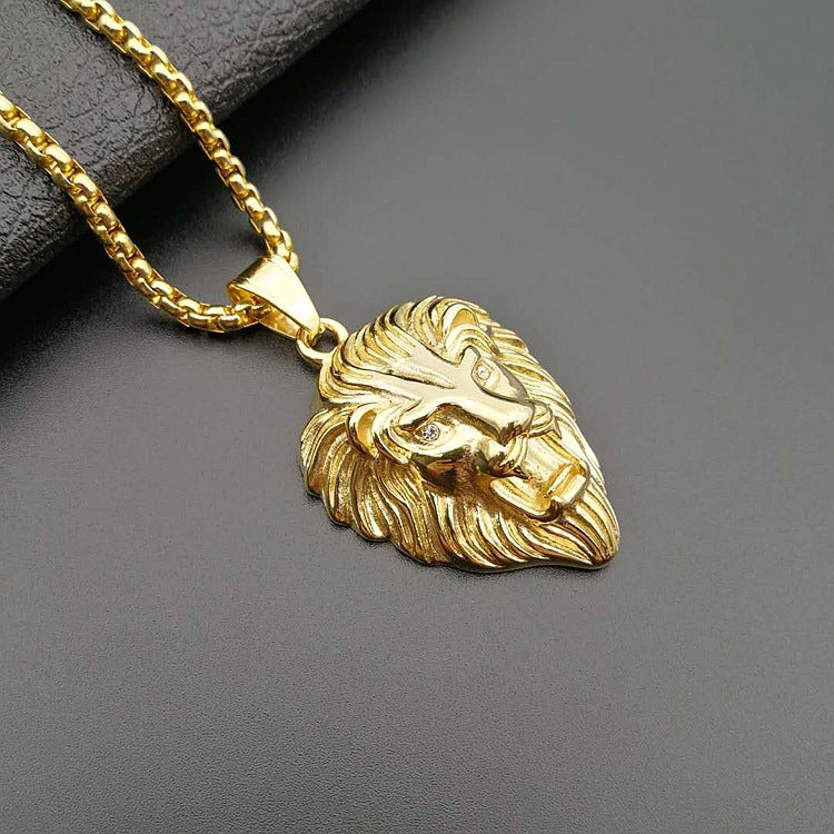 Zircon Necklace - Luxury Hip Hop Lion Head Pendant For Everyday Style And Statement Accessory