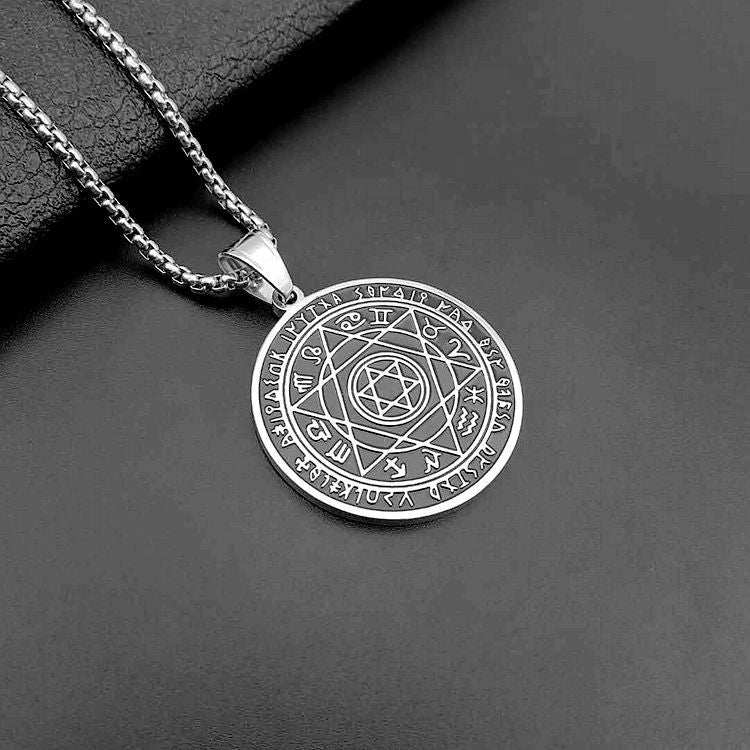 Steel Necklace - Statement Hip-Hop Hexagram Pendant With Gold Plating By Planderful