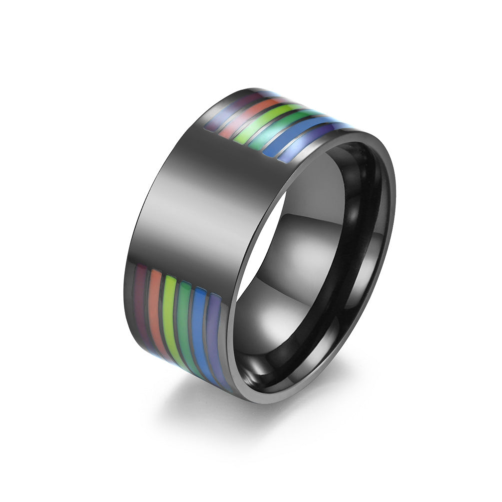 Planderful Rainbow Titanium Steel Ring For Men And Women Unisex Fashion Jewelry Trendsetting Accessory