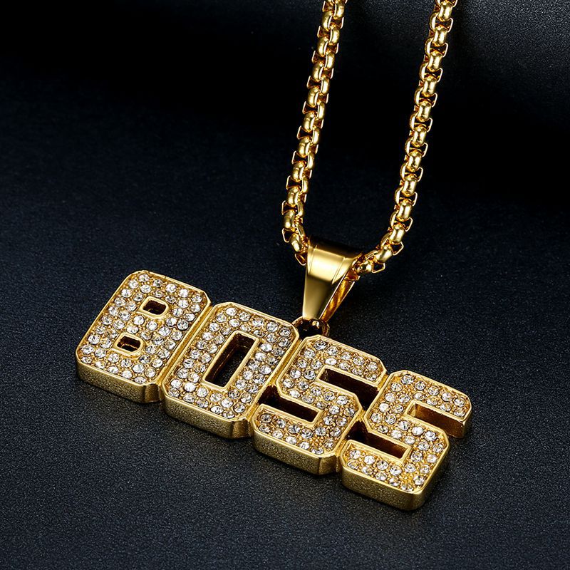 Zircon Necklace – Statement Hip Hop Jewelry Titanium Steel Gold Plated Pendant For Men