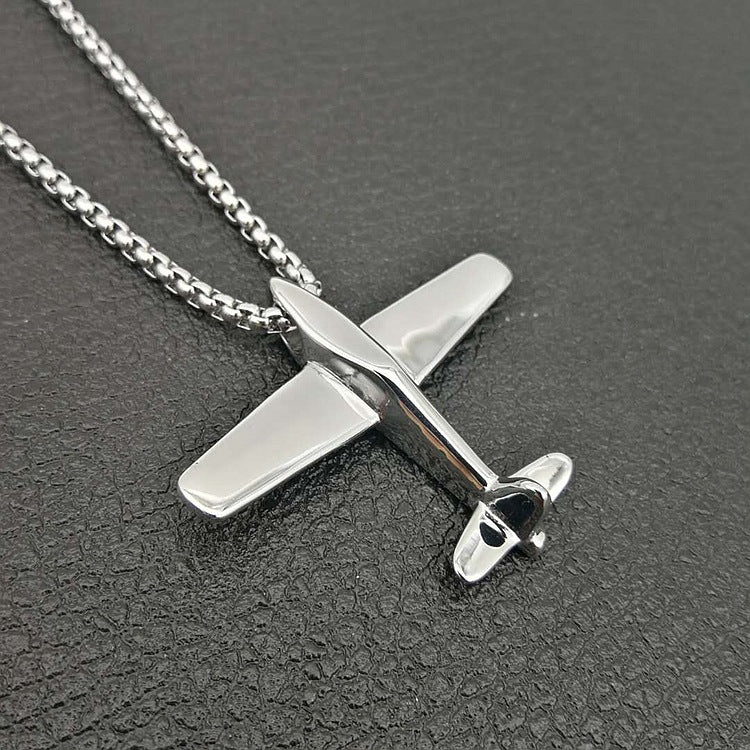 Planderful Hip Hop Necklace Premium Gold Plated Titanium Steel Aircraft Pendant For Streetwear Fans